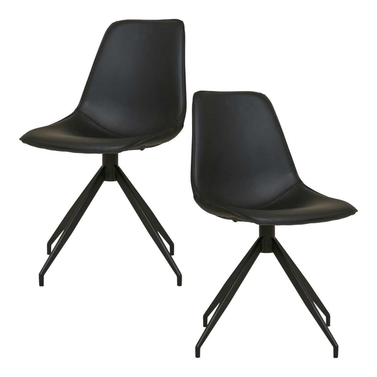 Chaise pivotante avec couture (lot de 2) AMSTERDAM noir, PIER IMPORT
