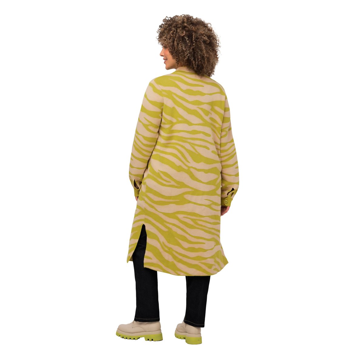 Cardigan à col chemise et poches poitrine vert jaune, ULLA POPKEN