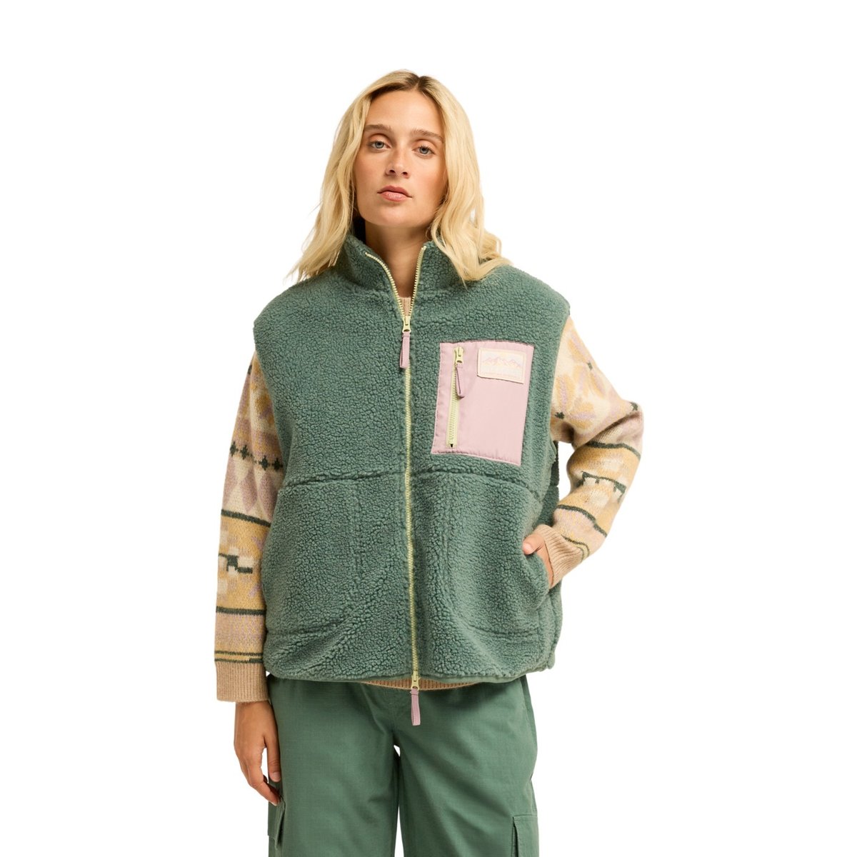Veste sans manches en sherpa WILD FOREST vert stormy seas, BILLABONG