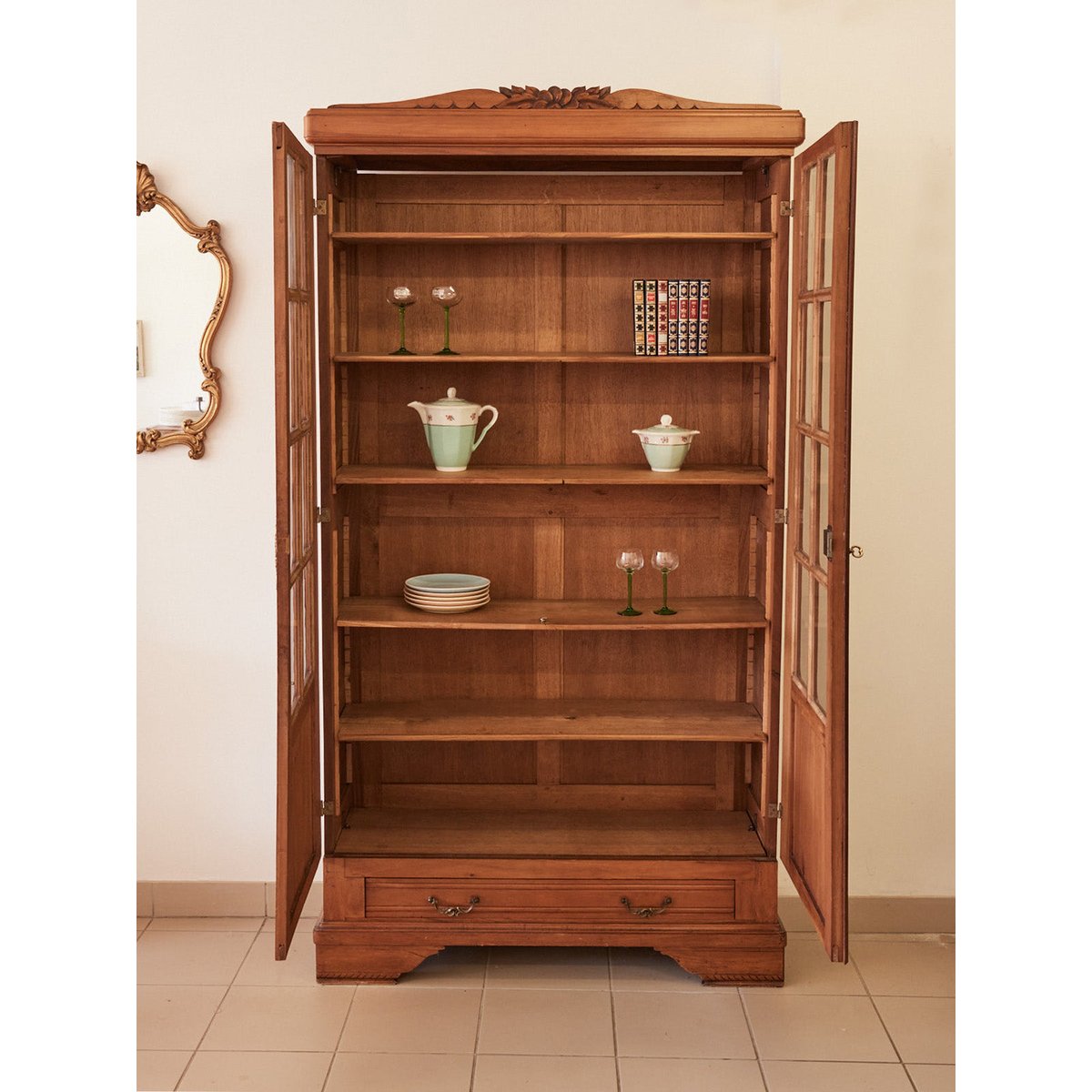 Vitrine Art déco en bois Victoria N°1288 - Bon état transparent, DEBONGOUT