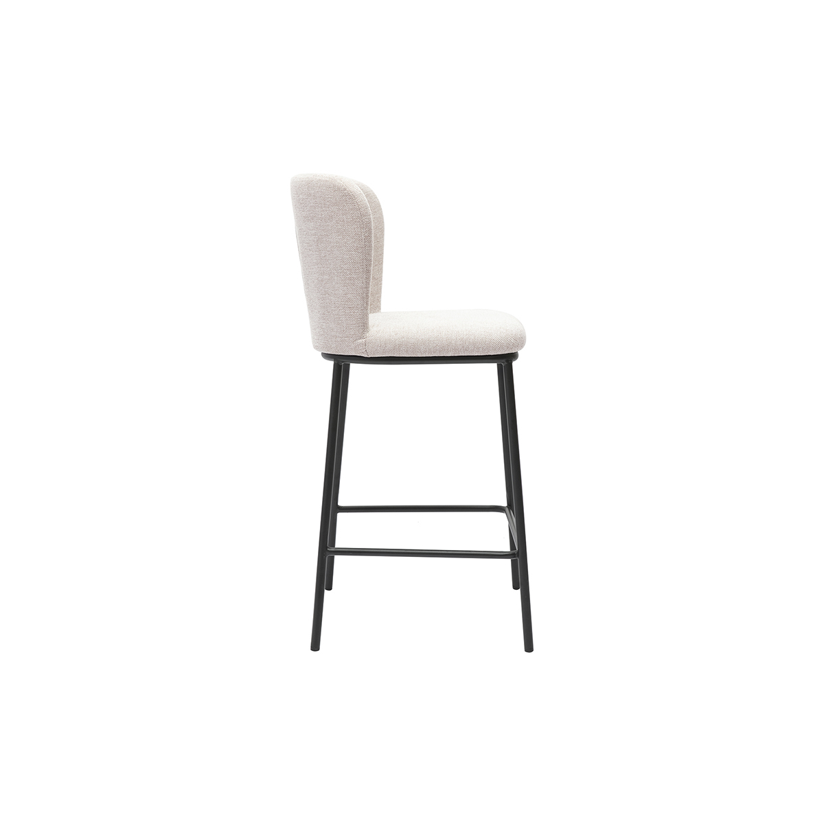 Tabourets en tissu effet velours texturé beige et métal noir (lot de 2) LISOR beige, MILIBOO