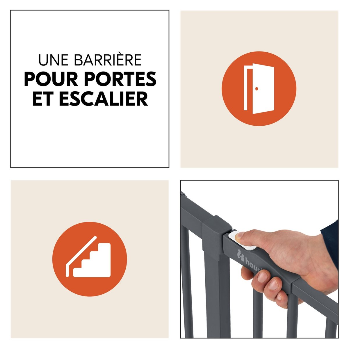 Barrière d'escalier Clear Step 2 gris foncé, HAUCK