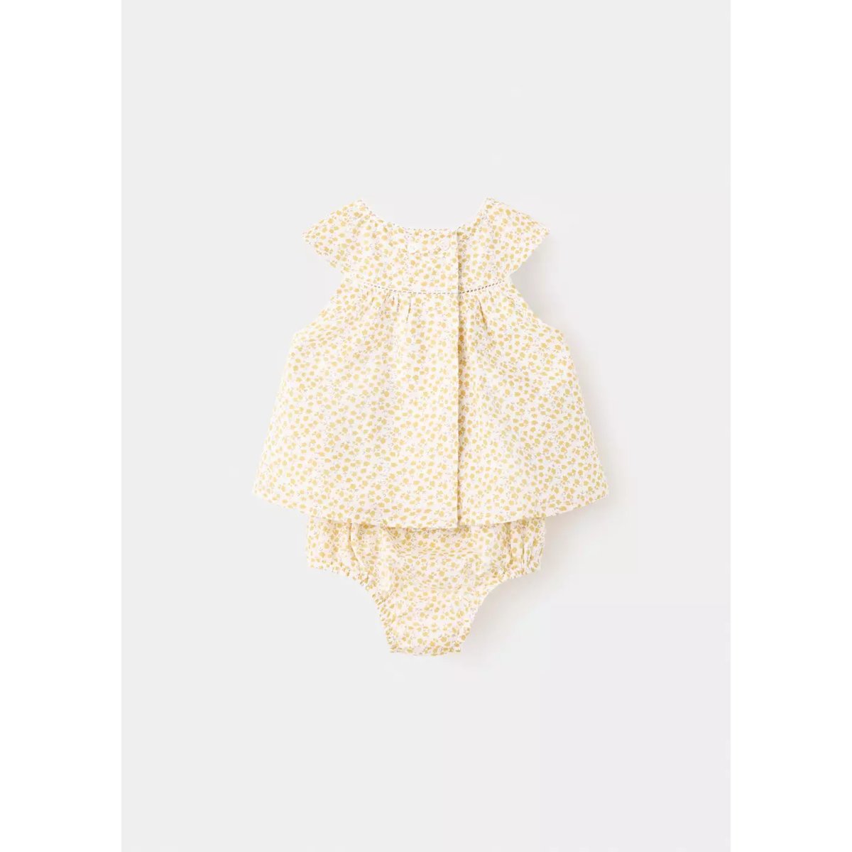 Robe et culotte coton imprimé à fleurs jaune, MANGO BABY