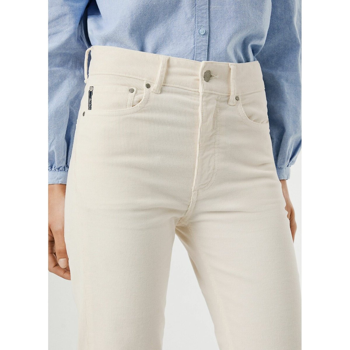 Corduroy Flared Trousers ecru , PEPE JEANS