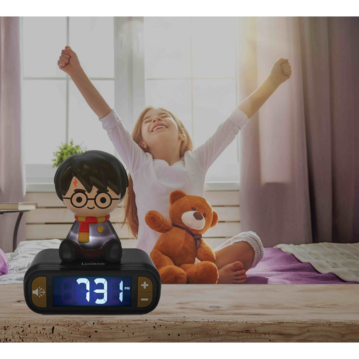 Réveil digital avec veilleuse lumineuse Harry Potter en 3D multicolore, LEXIBOOK