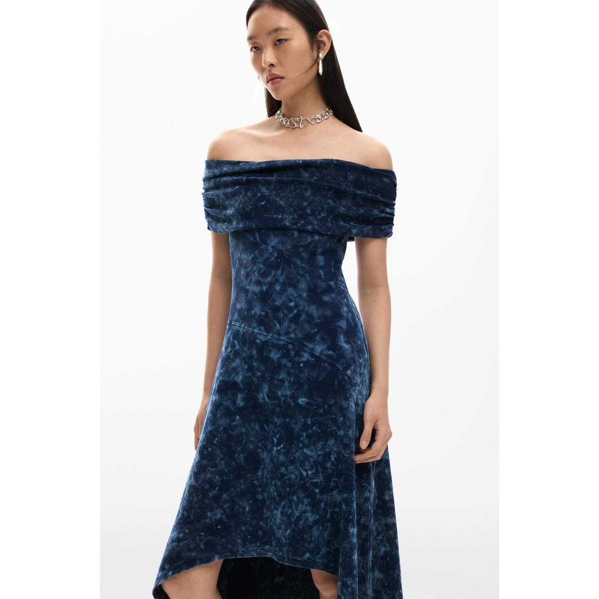 Robe tie-dye asymétrique bleu, DESIGUAL
