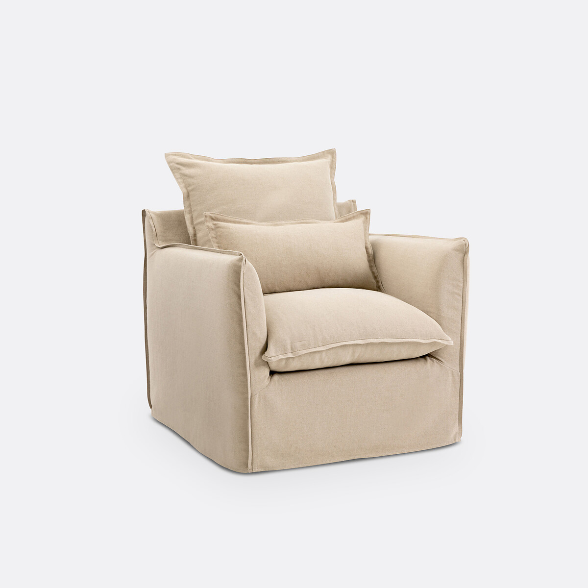 Fauteuil, déhoussable, en lin épais, ODNA naturel, LA REDOUTE INTERIEURS