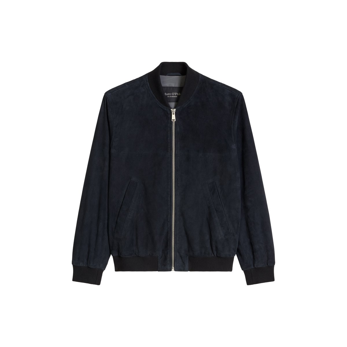 Veste en cuir régulière en cuir de chèvre souple bleu foncé, MARC O'POLO