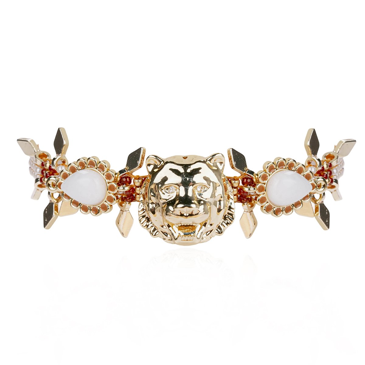 Bracelet de perles et cabochon central tigre CIRKUS blanc, HIPANEMA