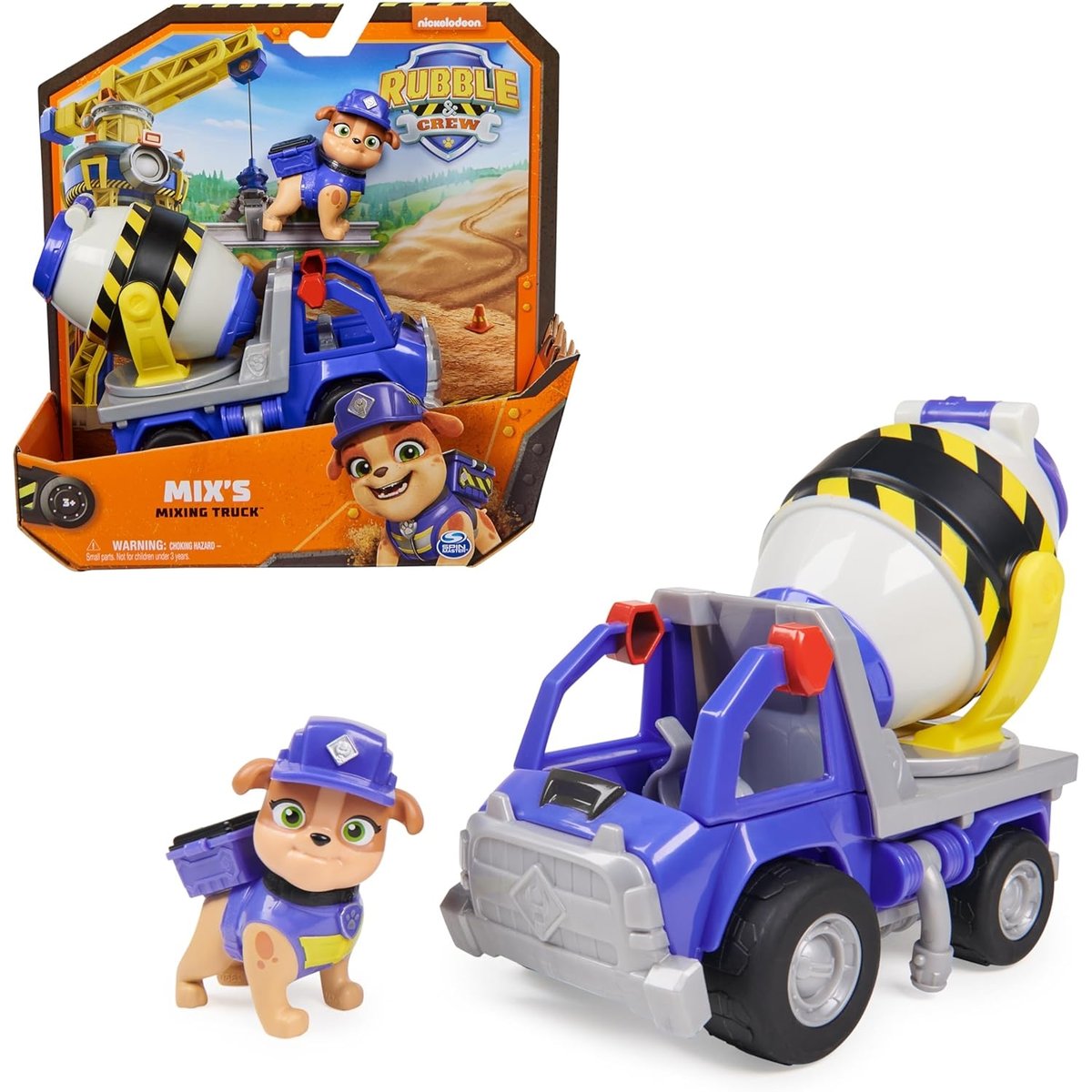 Rubble & Crew - Véhicule de construction de bétonnière avec figurine mixte multicolore, SPIN MASTER