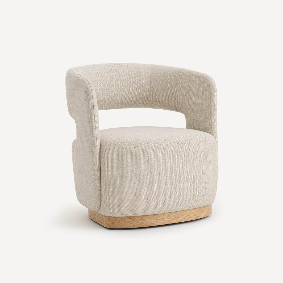 Fauteuil pivotant, en plaqué chêne et tissu texturé, JESPER ficelle, AM.PM
