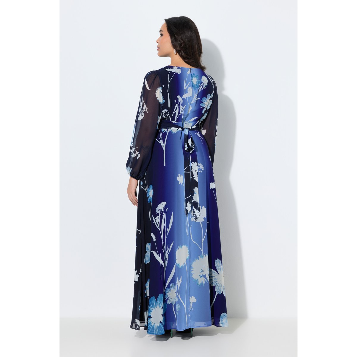 Robe de soirée à fleurs marine, ULLA POPKEN