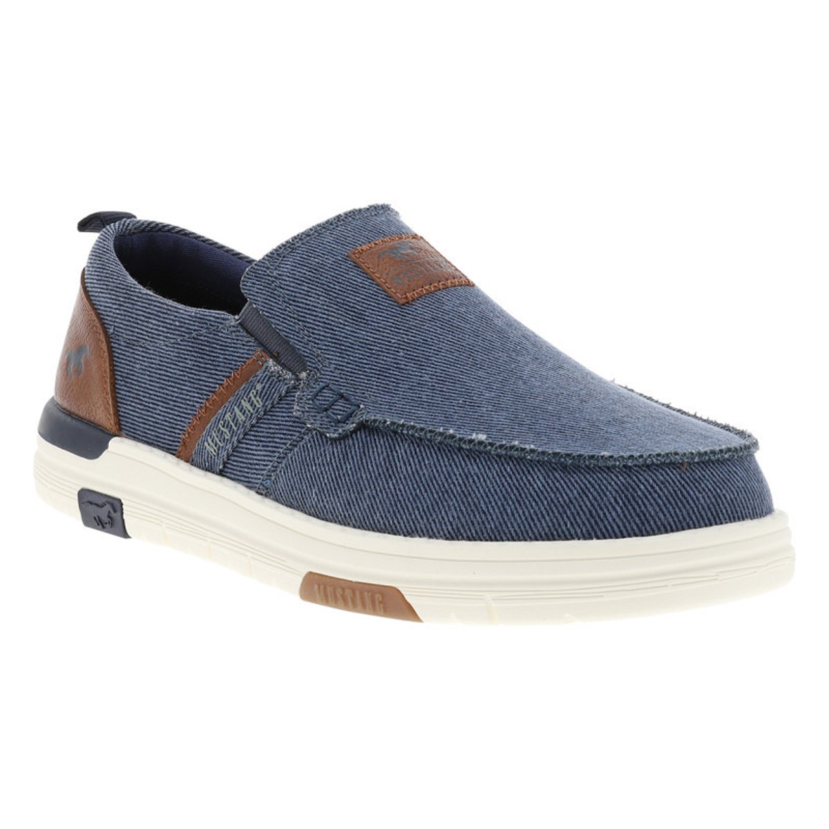 Baskets bleu marine à talon plat avec une fermeture à slip-on bleu foncé, MUSTANG