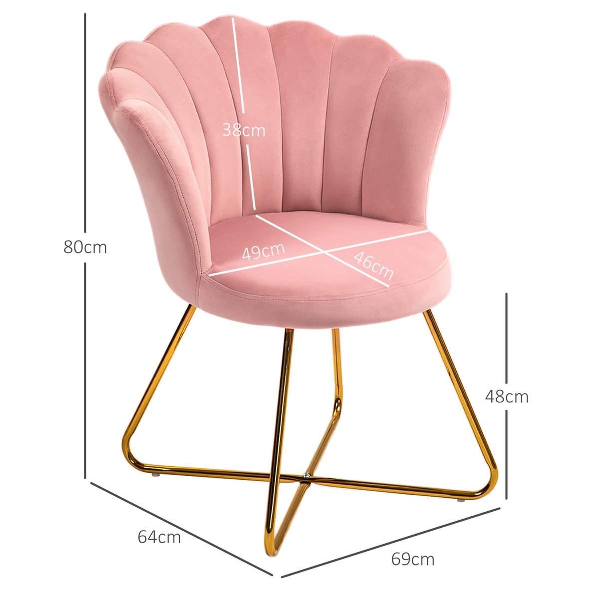 Accent Chair Polyester Rose rose et or, HOMCOM