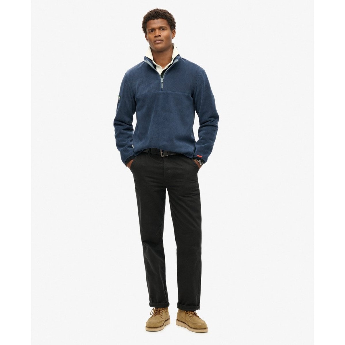 Polaire à demi-fermeture zippée Active bleu marine lauren, SUPERDRY