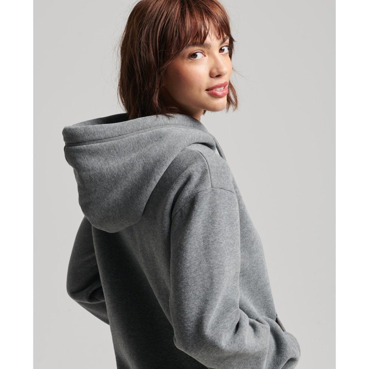Robe sweat à capuche brodée Vintage Logo anthracite profond chiné, SUPERDRY