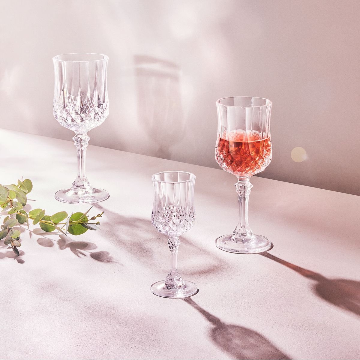 4 verres à pied 17 cl -LONGCHAMP transparent, CRISTAL D ARQUES