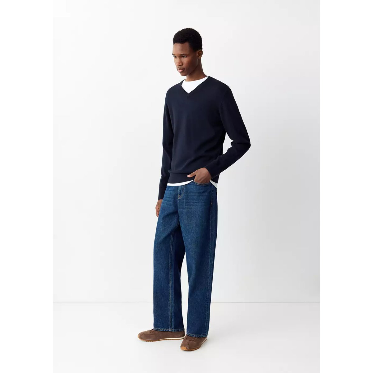 Pull-over maille coton bleu marine, MANGO TEEN