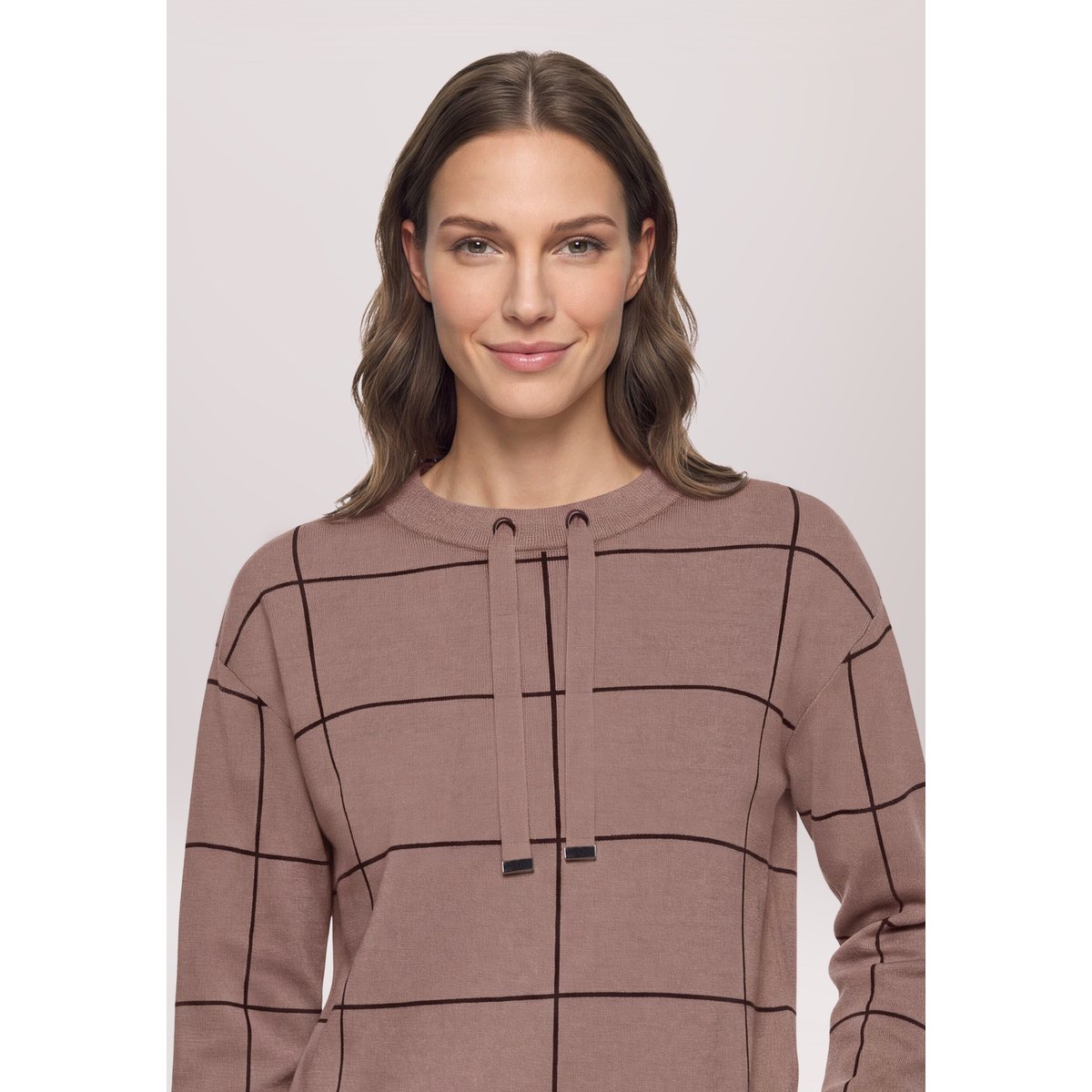 Pull-over en maille à motif jacquard patch taupe/black, BETTY BARCLAY