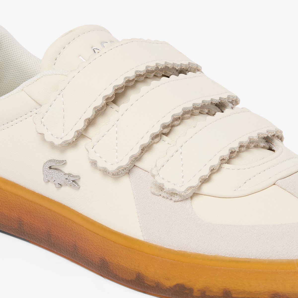 Sneakers Baseshot Pro Strap femme en cuir beige-40f, LACOSTE