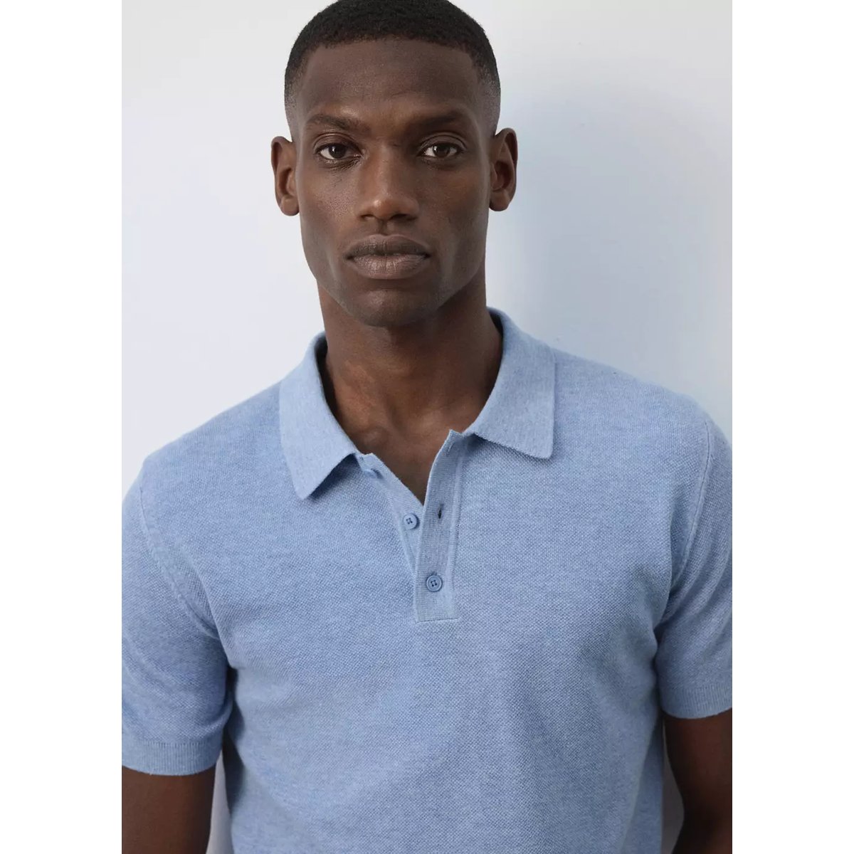 Polo mélange coton maille fine bleu, MANGO MAN