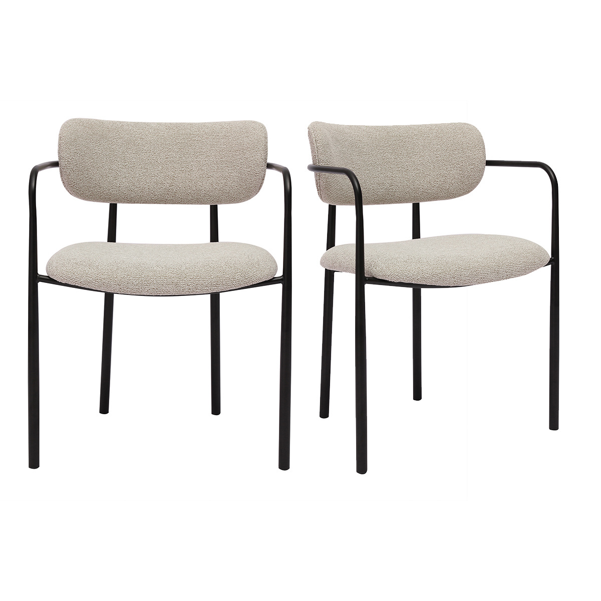 Chaises en tissu effet velours texturé terre brûlée et métal noir (lot de 2) SWIFT beige, MILIBOO