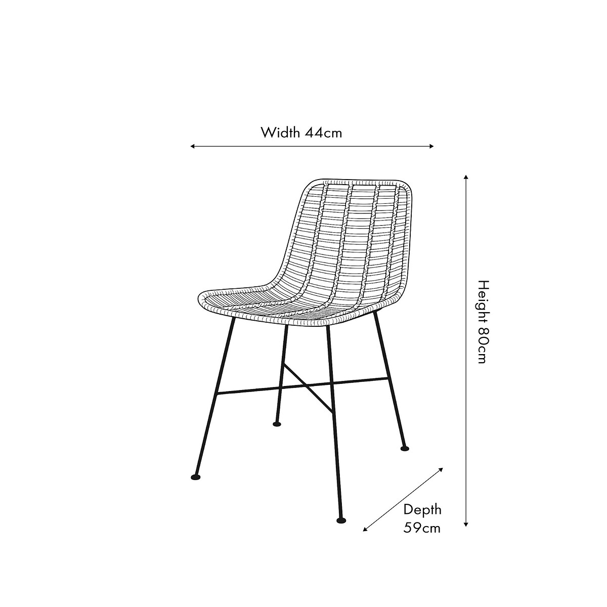 Nerano Rattan & Metal Dining Chair black, SO'HOME