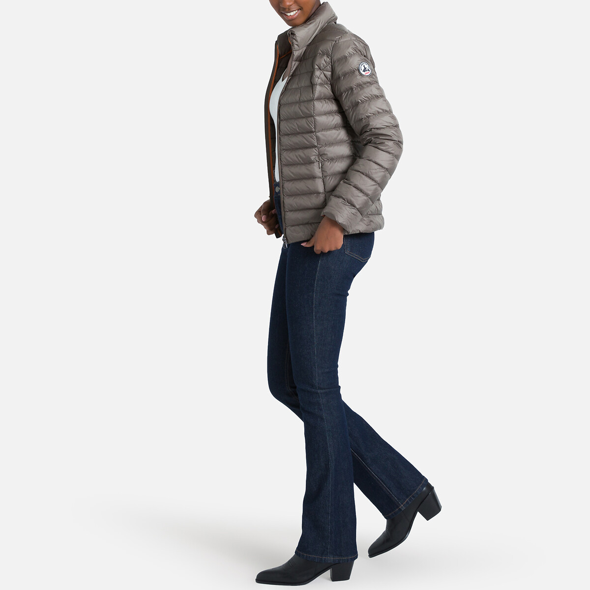 Cha Padded Jacket with High Neck and Zip Fastening taupe, JOTT