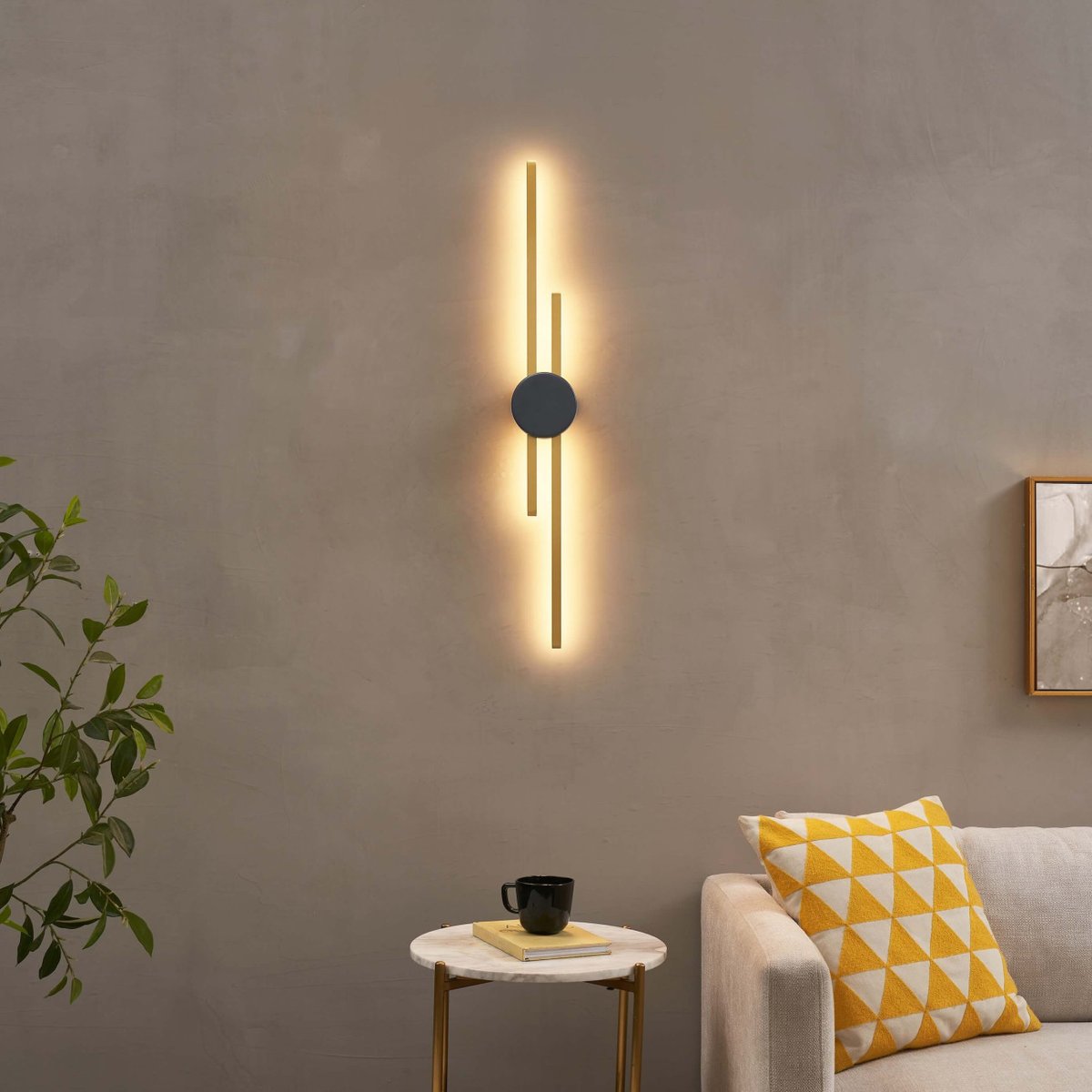 Applique murale graphique LED - PIA laiton et noir, KOSILUM