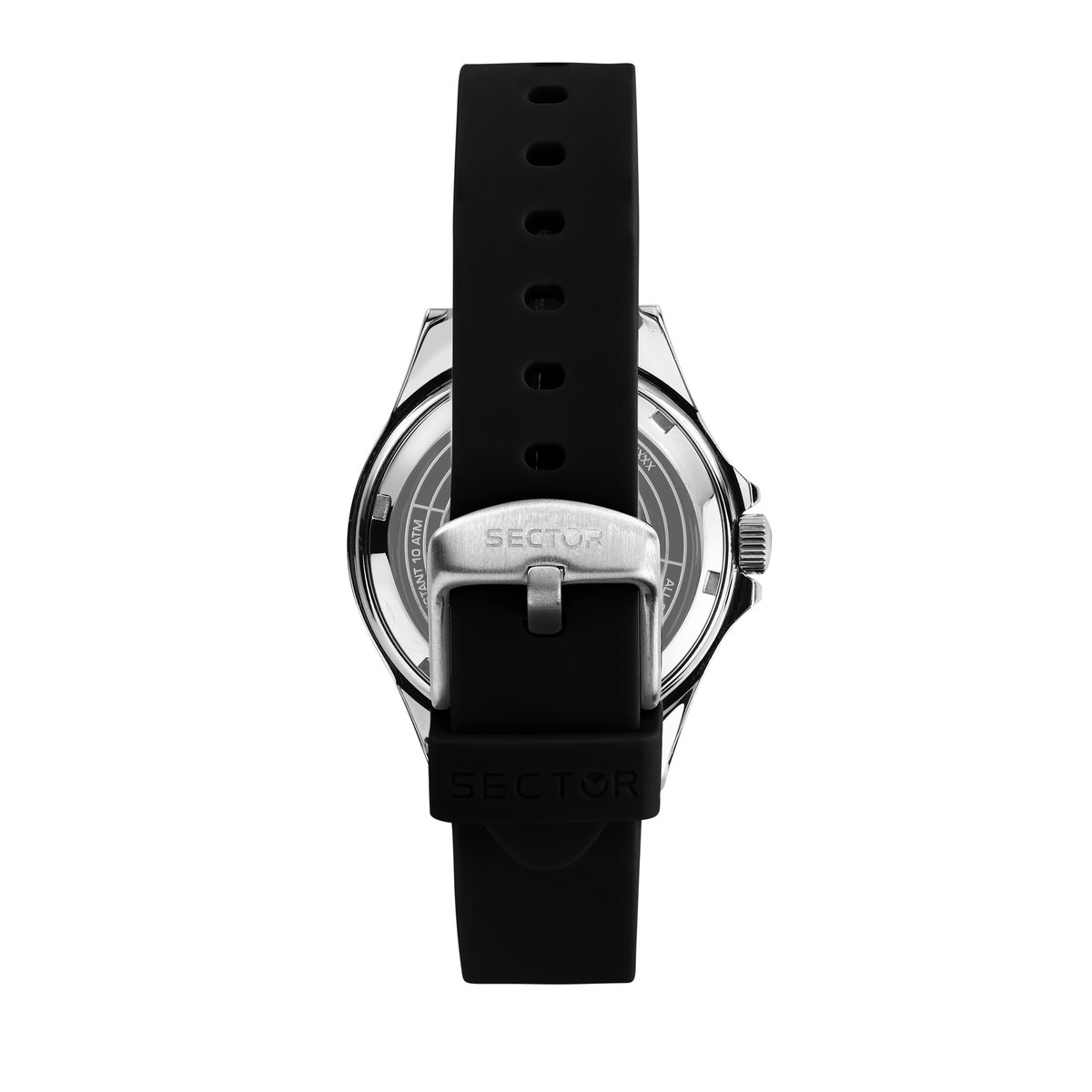 Montre analogique en acier, silicone 230 noir, SECTOR NO LIMITS