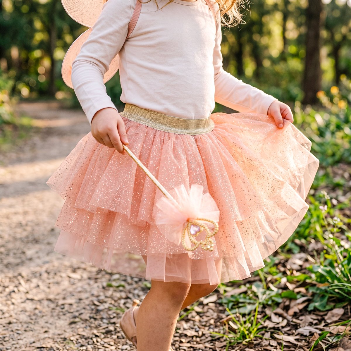 Déguisement enfant jupe princesse fée avec ailes et baguette rose, GREAT PRETENDERS