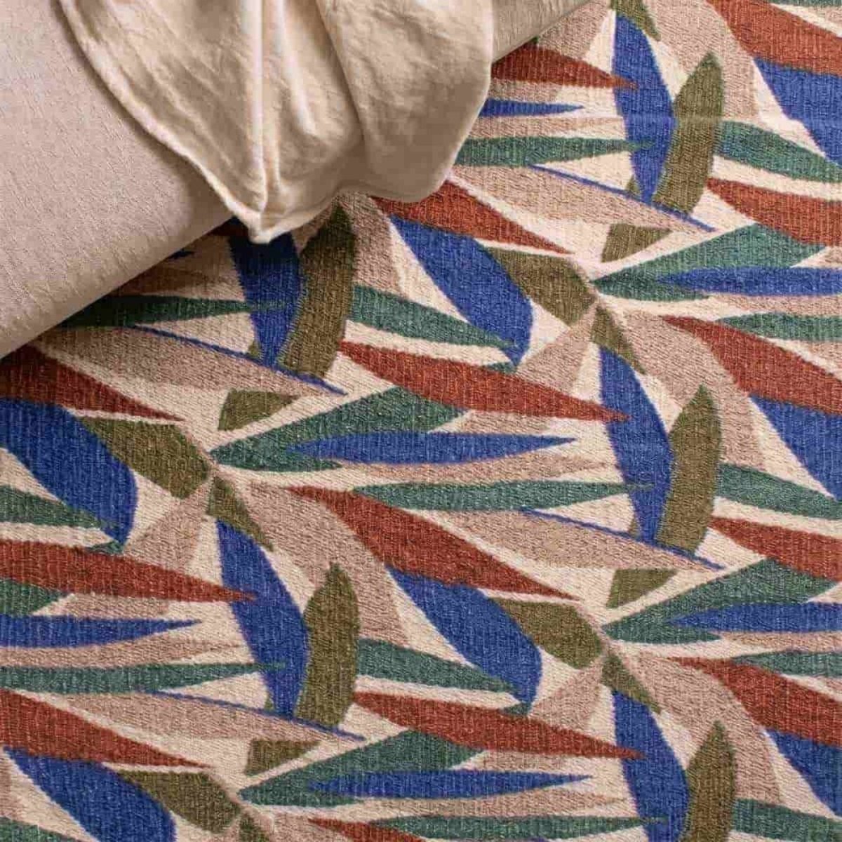 Tapis imprimé avec franges 110x60cm blanc, ORNAMI