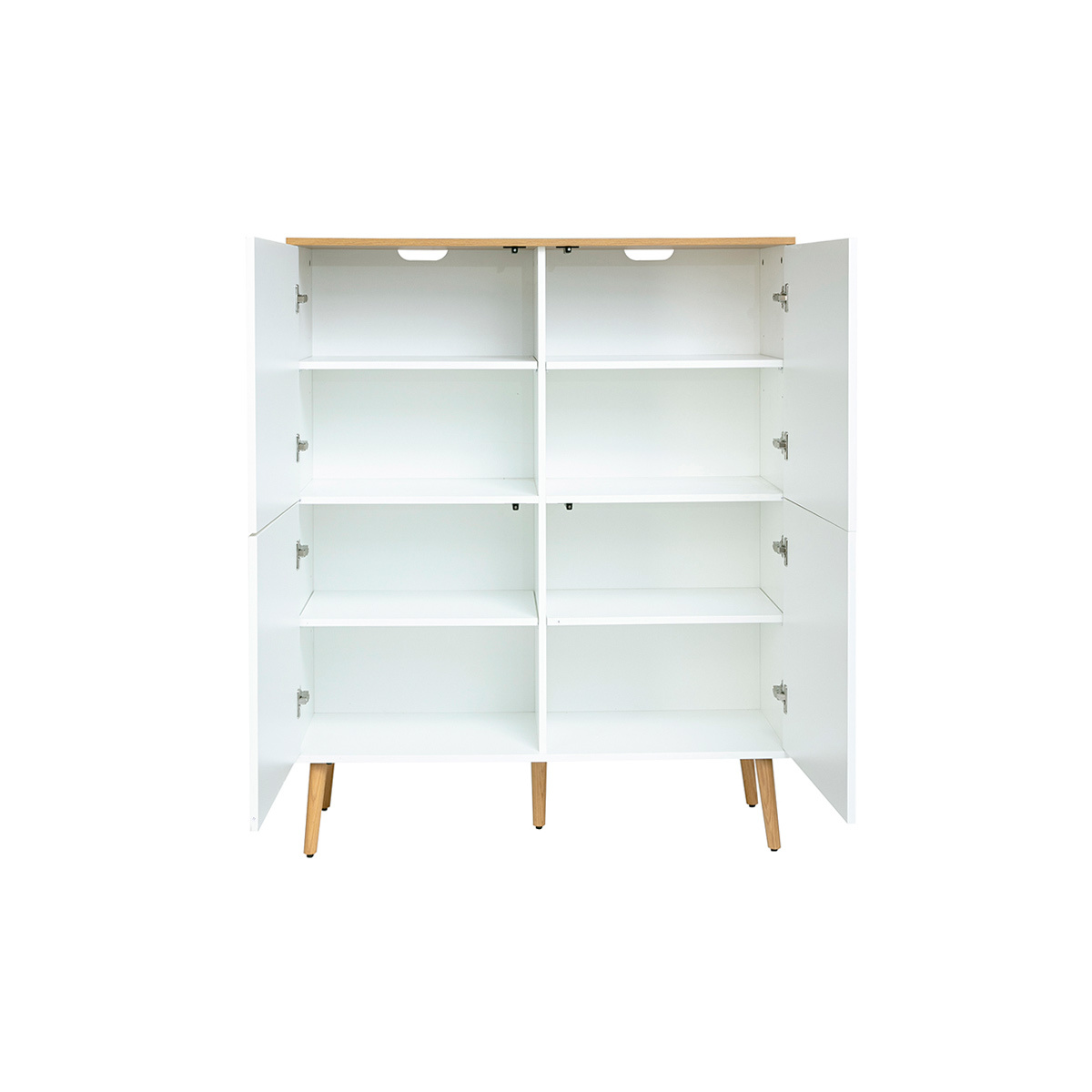 Buffet haut scandinave finition bois clair chêne et blanc L110 cm ANDERS blanc, MILIBOO