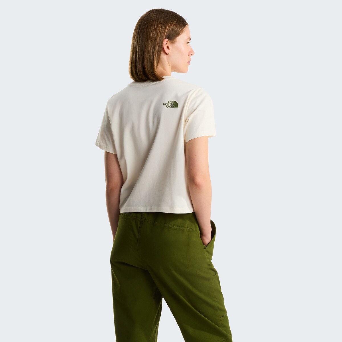 Embroidered T-Shirt with Short Sleeves ecru , THE NORTH FACE