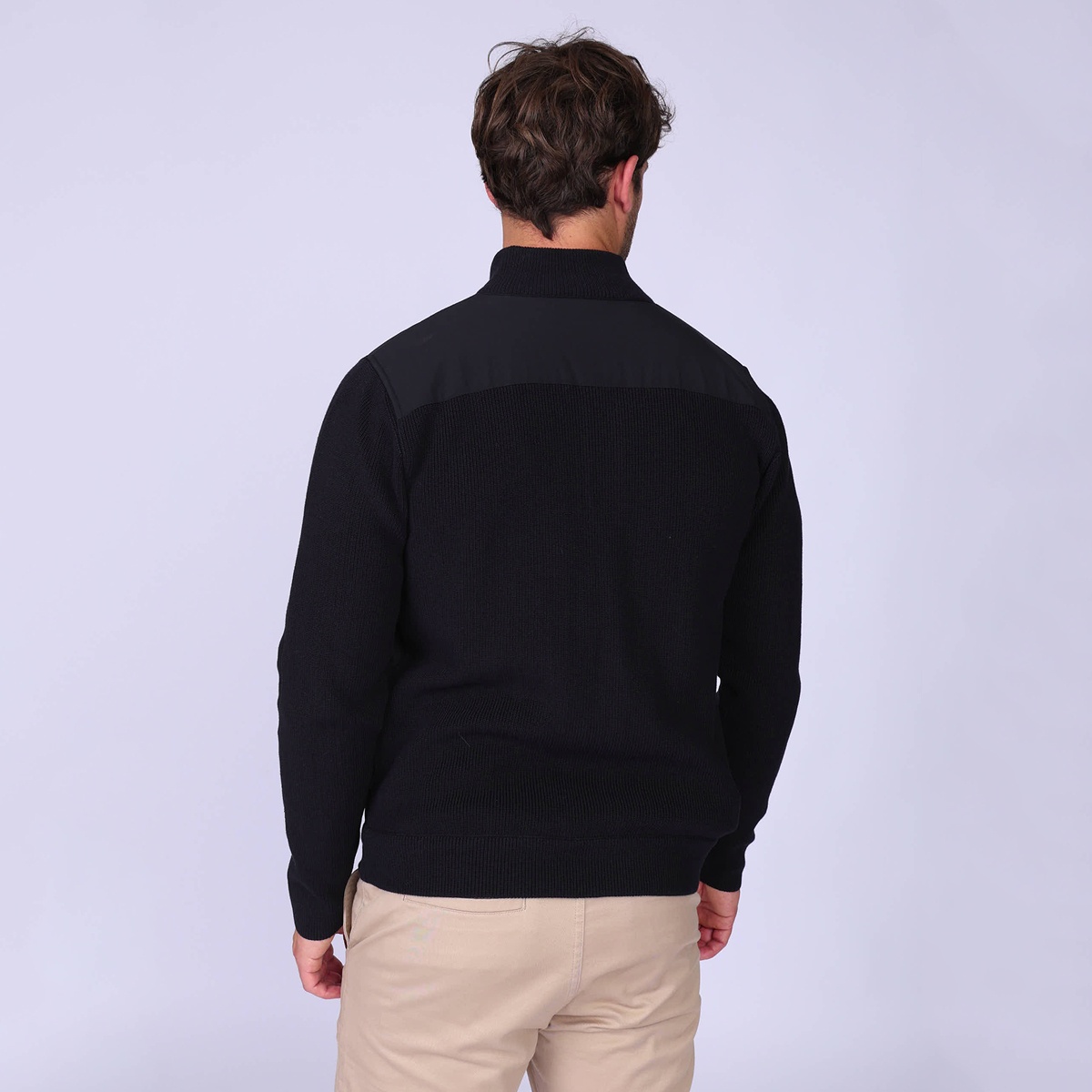 Cardigan bi-matière Hector noir, MISE AU GREEN