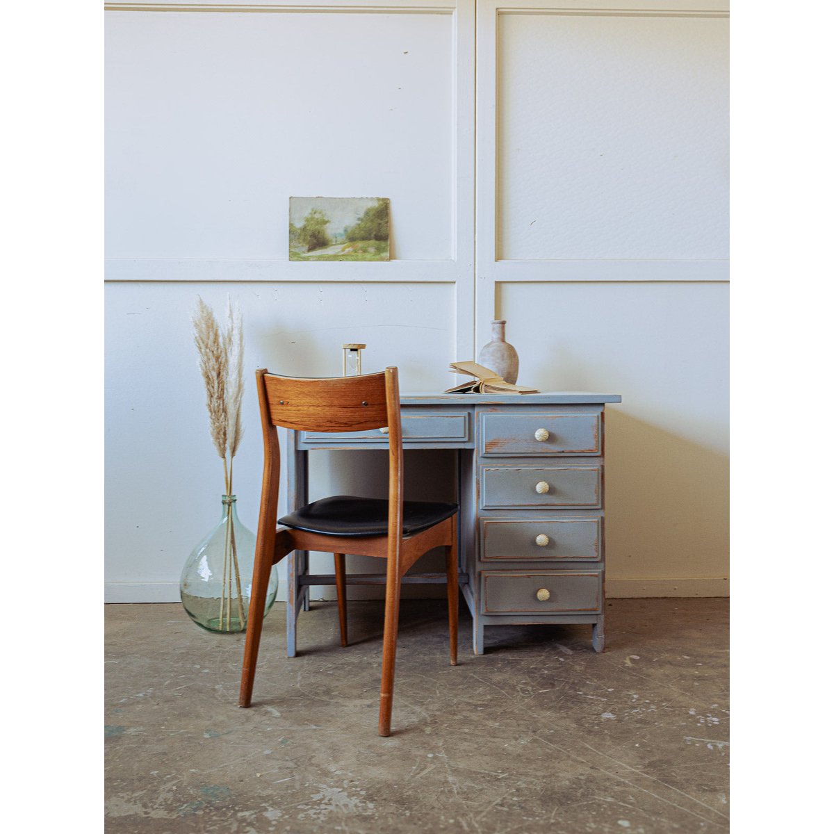 Bureau retro et original Edouard N°1018 - Bon état bleu clair, DEBONGOUT