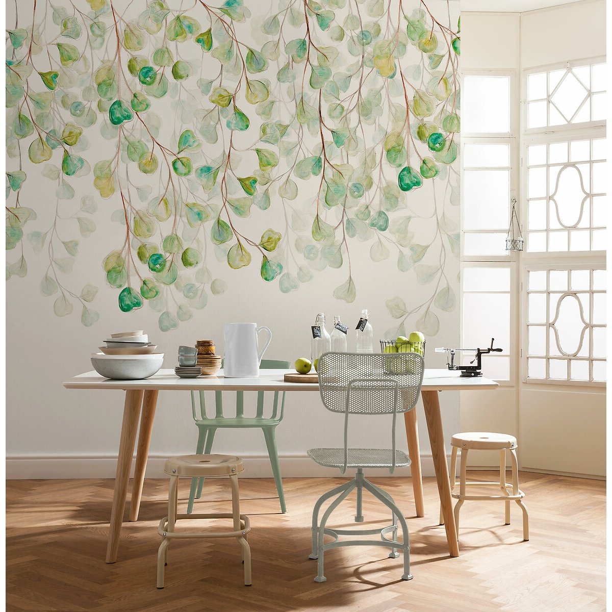 Papel de parede Douche de Feuilles, INTERELIFE multicolor, INTERELIFE