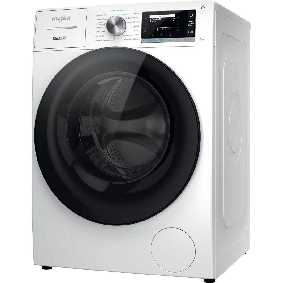 Lave linge hublot W8X89ADSILENCEFR couleur unique, WHIRLPOOL