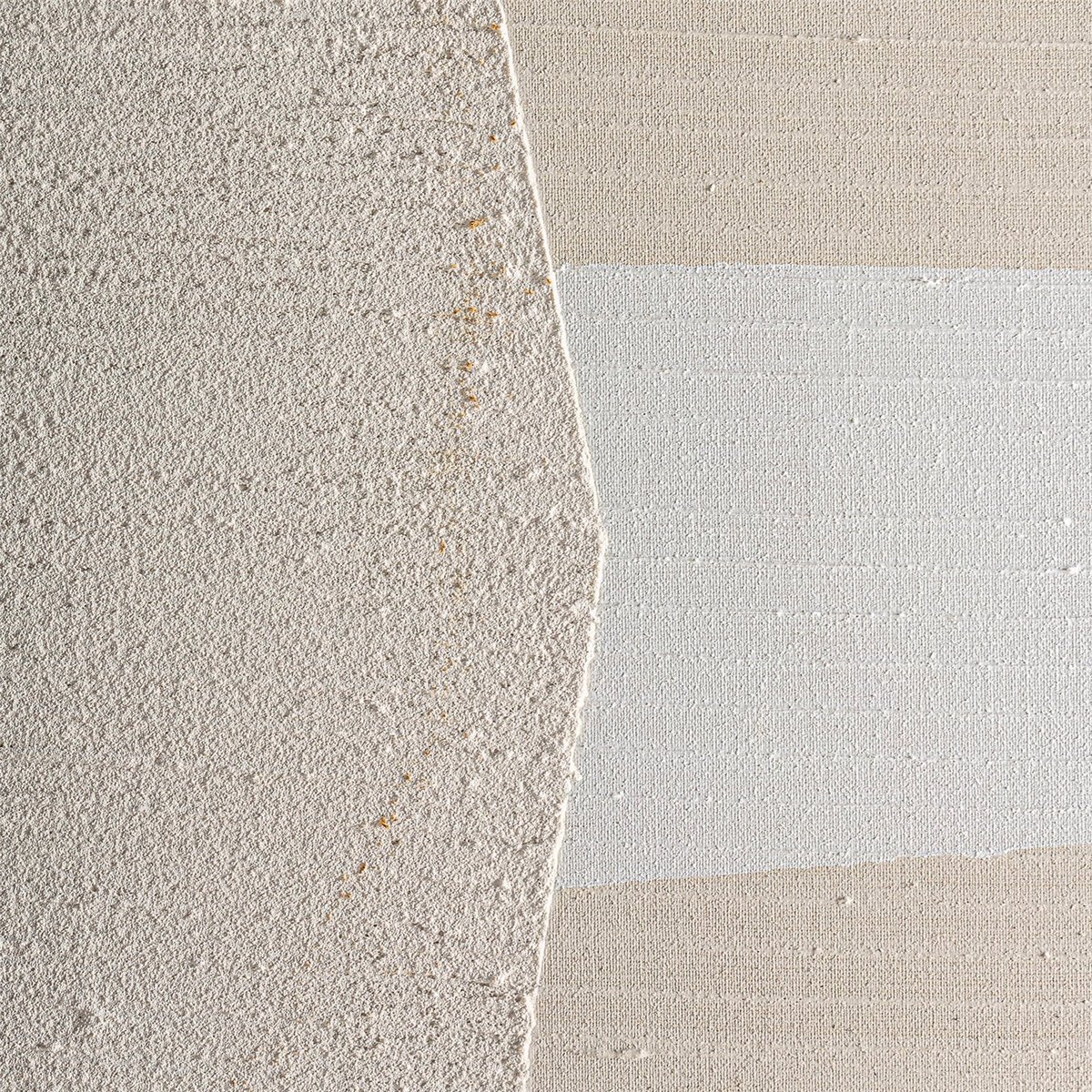 Tableau contemporain en toile, Fait main beige naturel et bois clair, RECOLLECTION