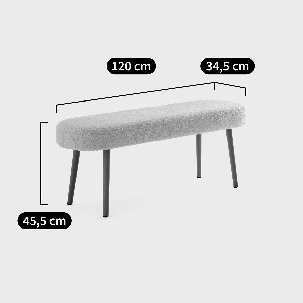 Banc tissu bouclette, style scandinave, JIMI ecru, LA REDOUTE INTERIEURS