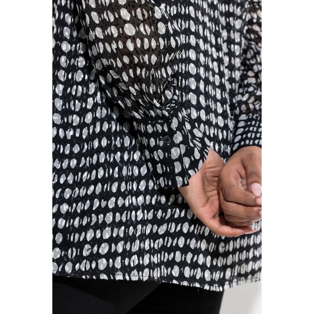Blouse en mousseline doublée noir, ULLA POPKEN