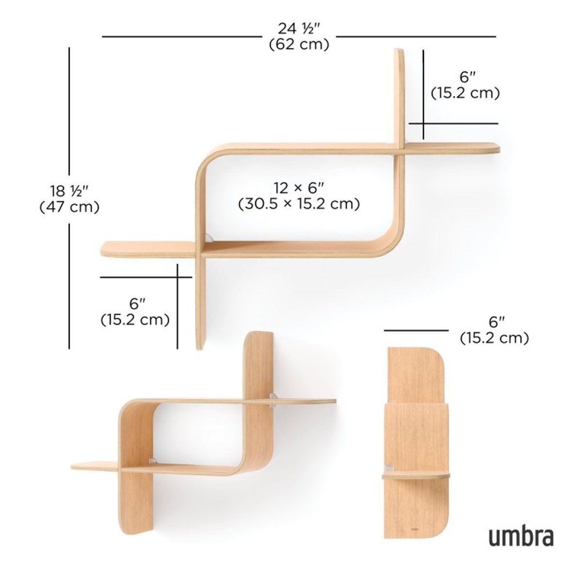 Etagère murale modulable  MONTAGE bois clair, UMBRA