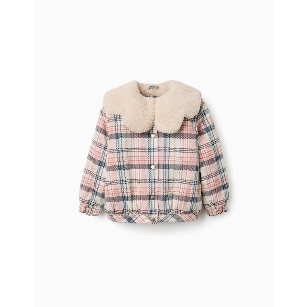 Blouson à carreaux avec col et doublure en sherpa blanc, ZIPPY