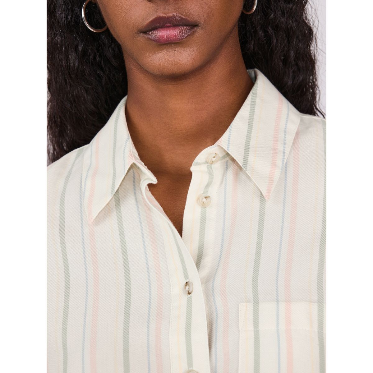 Chemise boutonnée décontractée coton rayure pastel, NEXT