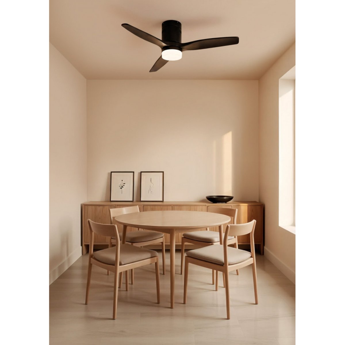 Ventilateur de plafond 40W avec lumière et télécommande WIND CALM NATURAL WOOD noir/noir, CREATE