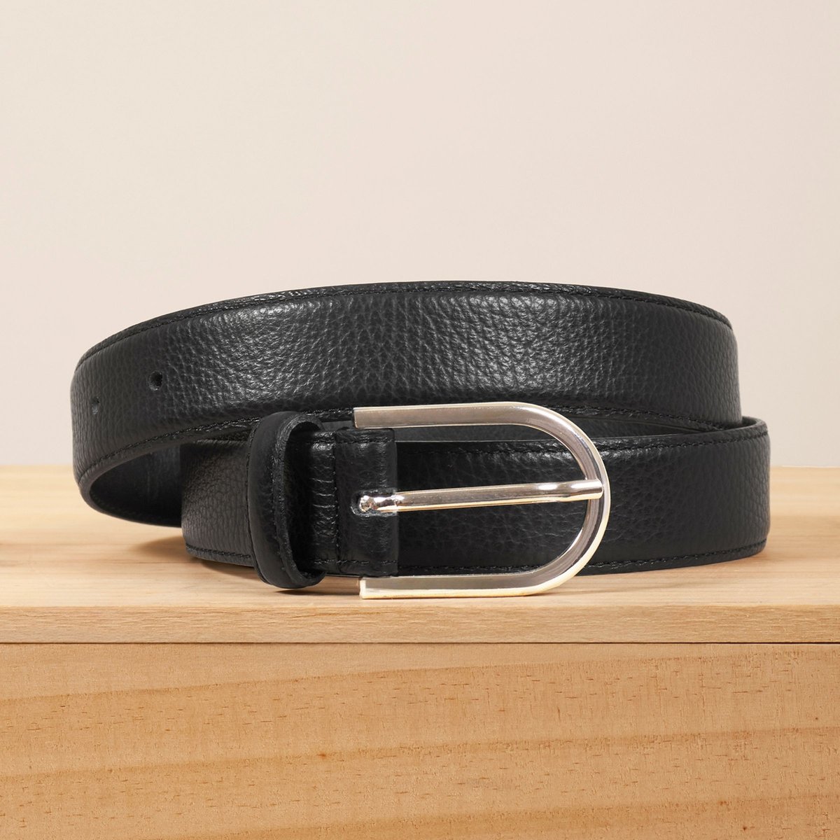 Ceinture Oscar cuir grainé noir, JULES & JENN
