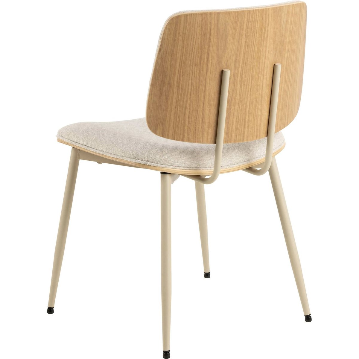Chaise CLIMSOR tissu et métal beige clair et chêne naturel, RECOLLECTION