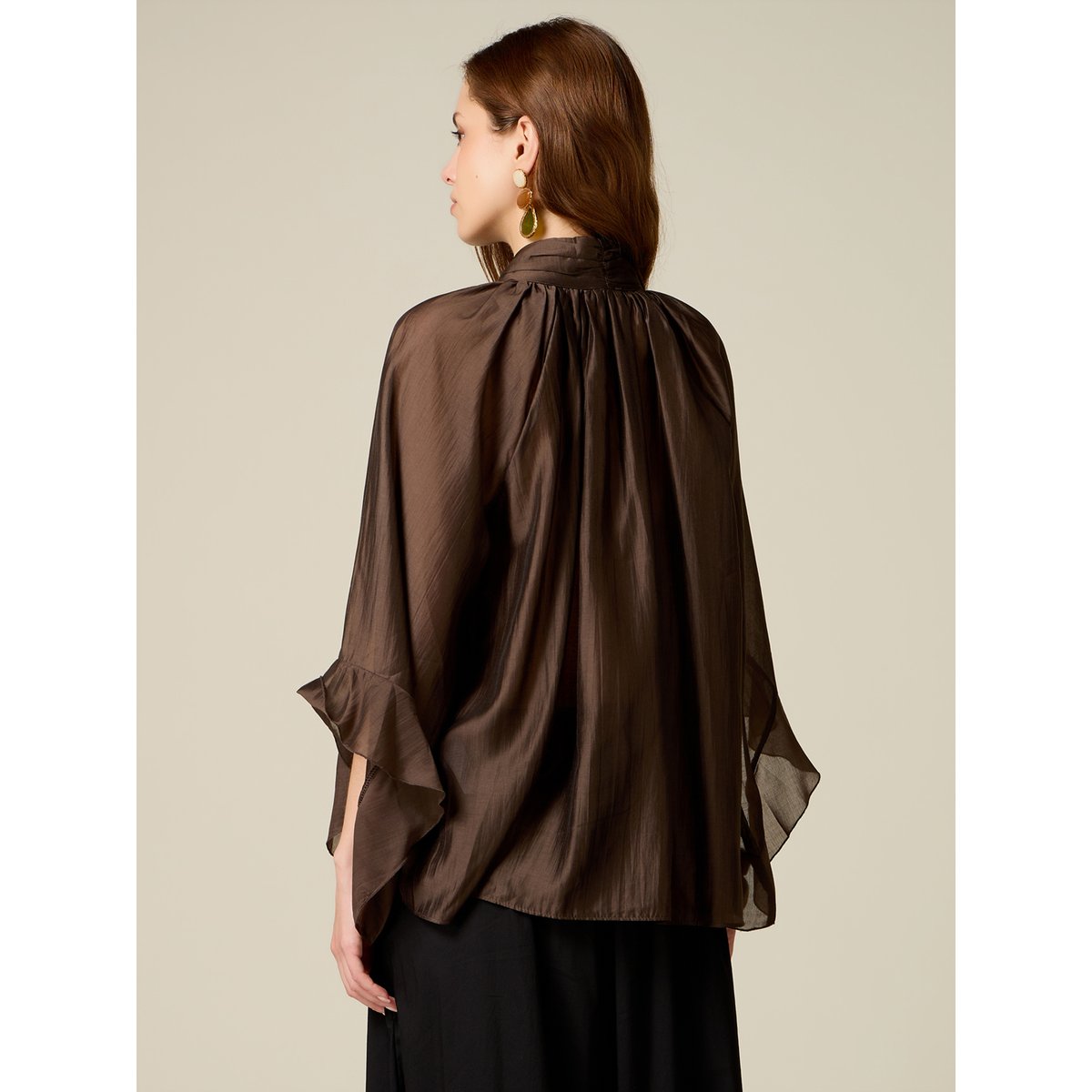 Blouse avec nœud marron, OLTRE