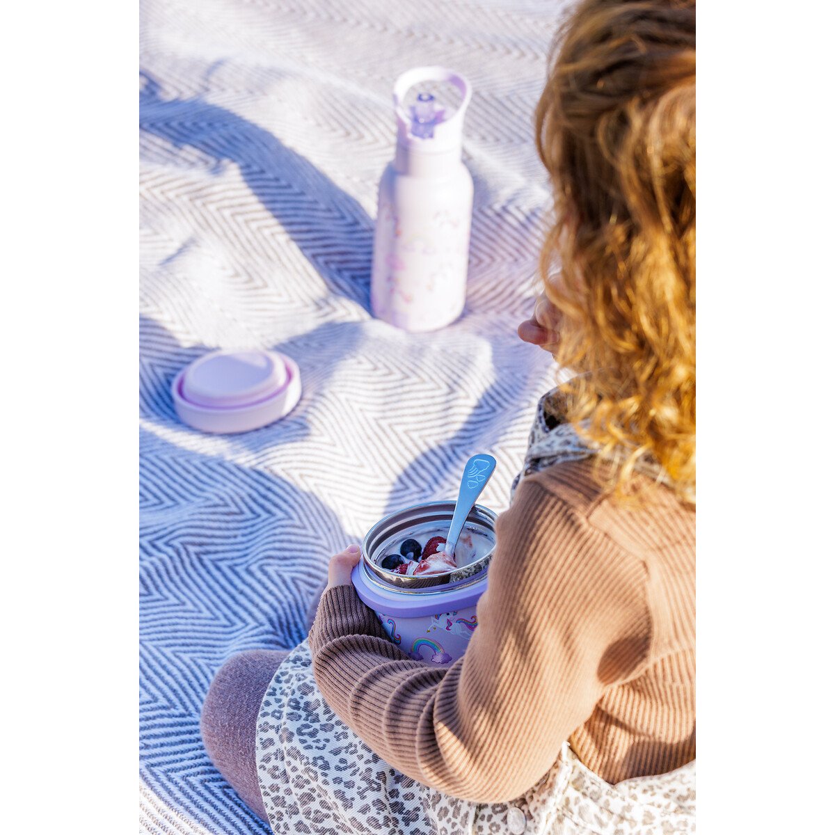 Kids Unicorn Food Flask & Water Bottle Set lilac, VINERS