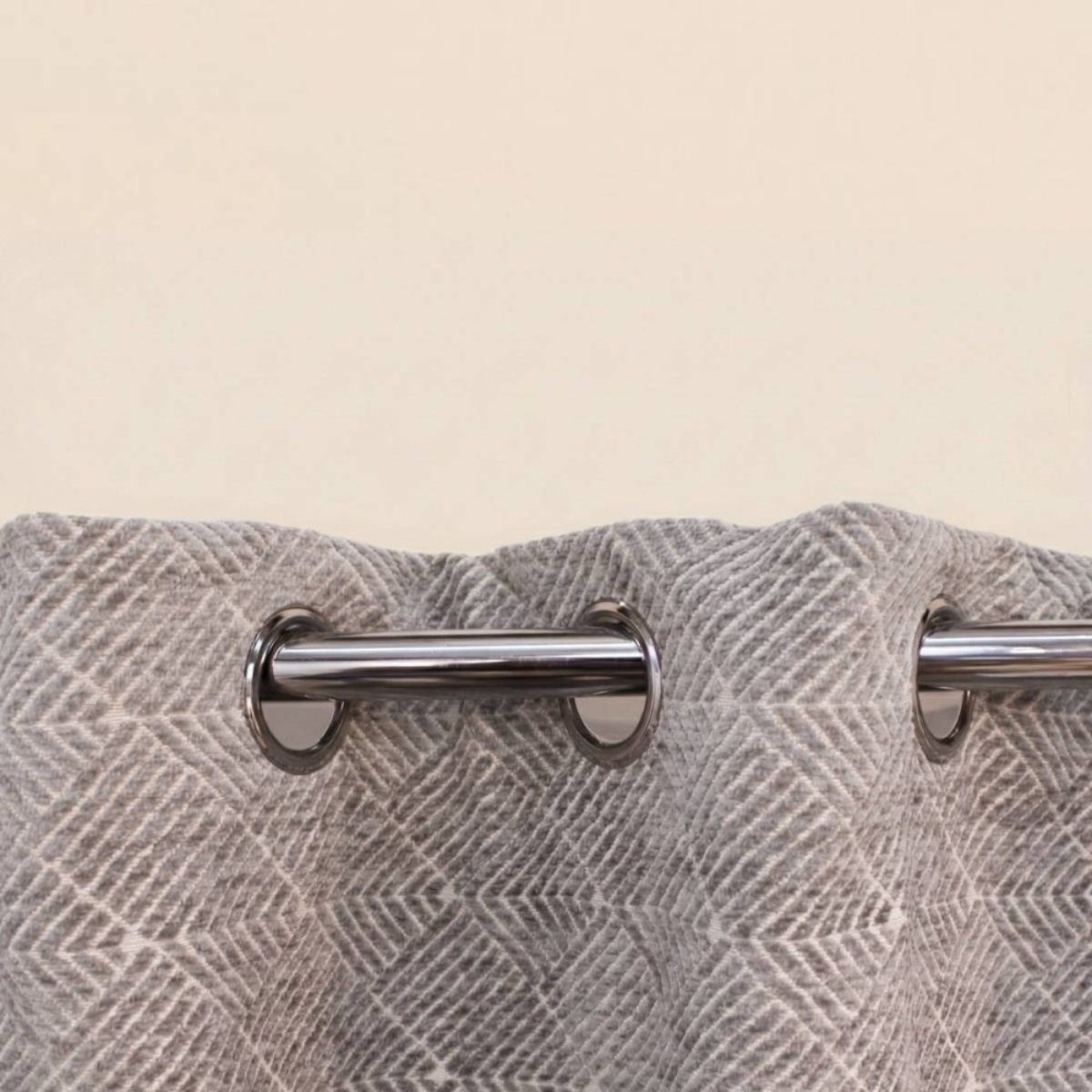Rideau tissé jacquard chenille 140x250cm gris, ORNAMI